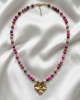 1922a Naszyjnik jaspis cesarski kamień naturalny 48+4cm stal chirurgiczna nierdzewna